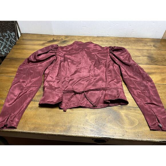 Wahmaker womens 1880s Style Blouse Burgundy Poly Blend Moire 2XL - Picture 9 of 11